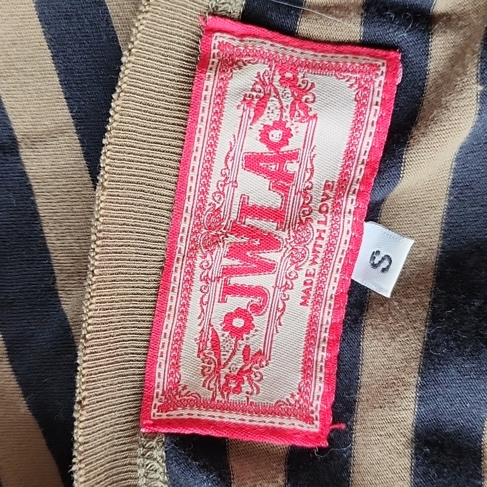 071 Johnny Was JWLA Embroidered Striped V-Neck Top sz S Women's Long Sleeve Tee - Picture 5 of 6